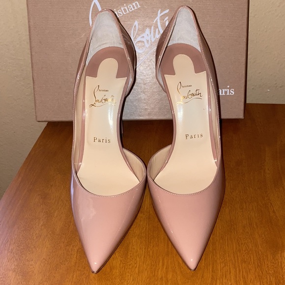 Iriza Patent 100mm Half-d'Orsay Red Sole High-Heel Pumps - Picture 4 of 5